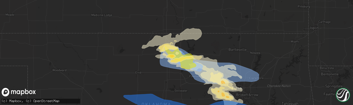 Hail map in Ponca City, OK on June 5, 2025