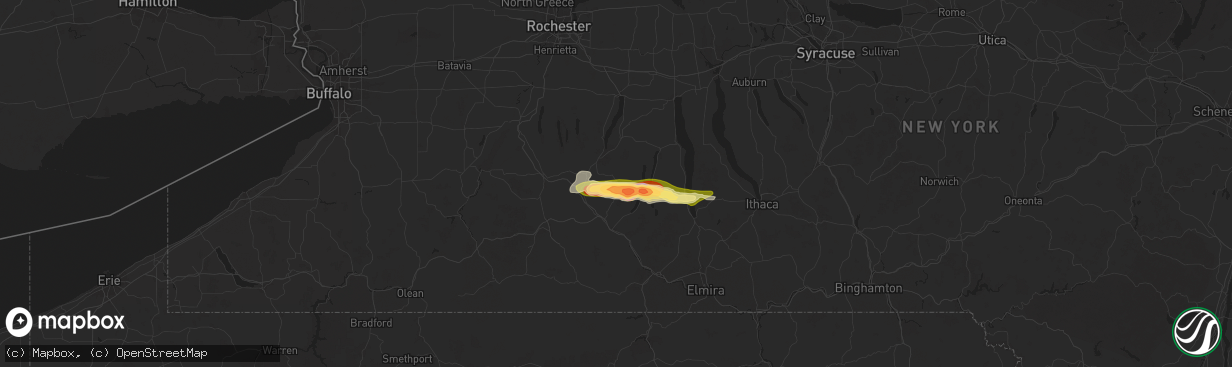 Hail map in Prattsburgh, NY on June 5, 2025