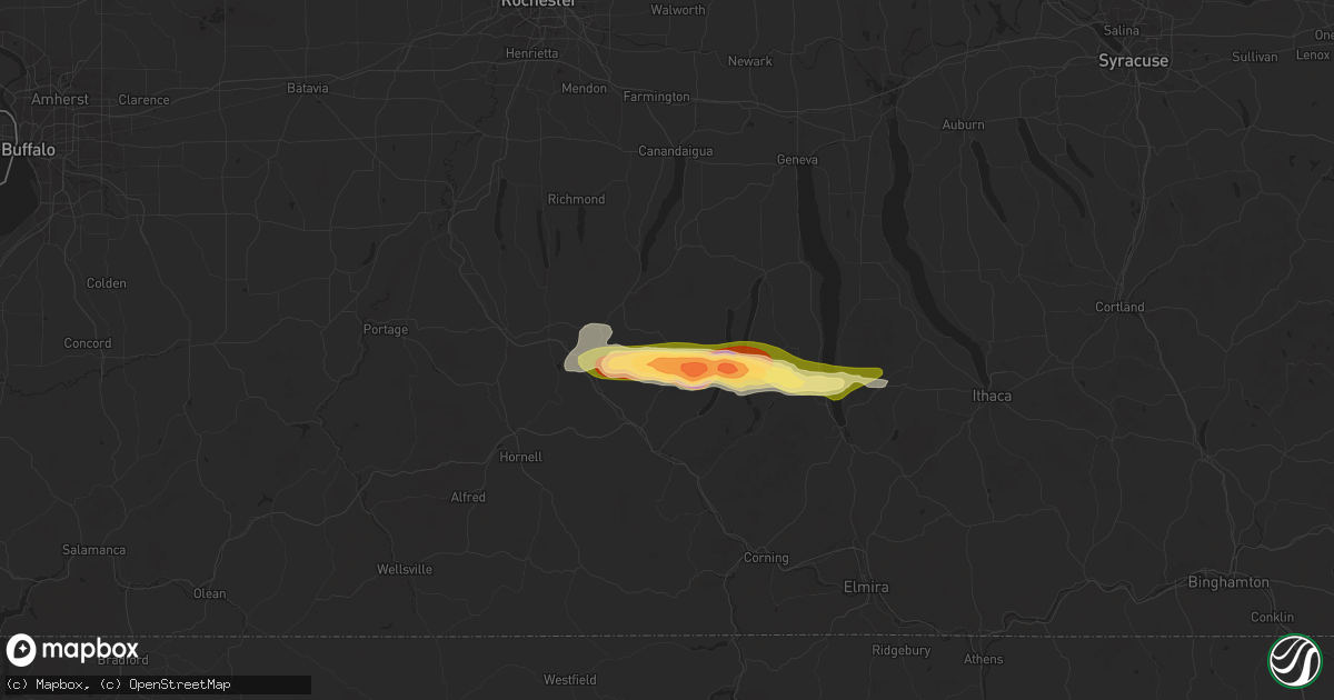 Hail map in Prattsburgh, NY on June 5, 2025