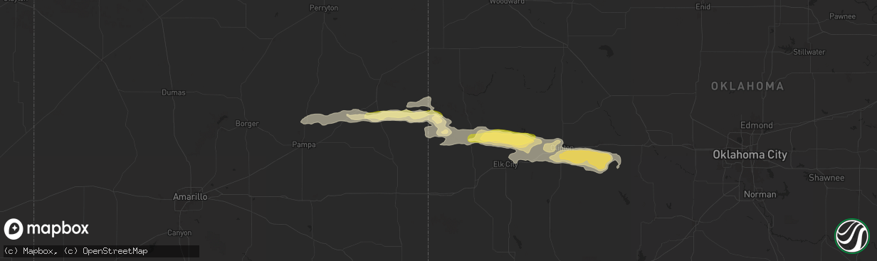 Hail map in Reydon, OK on June 5, 2025