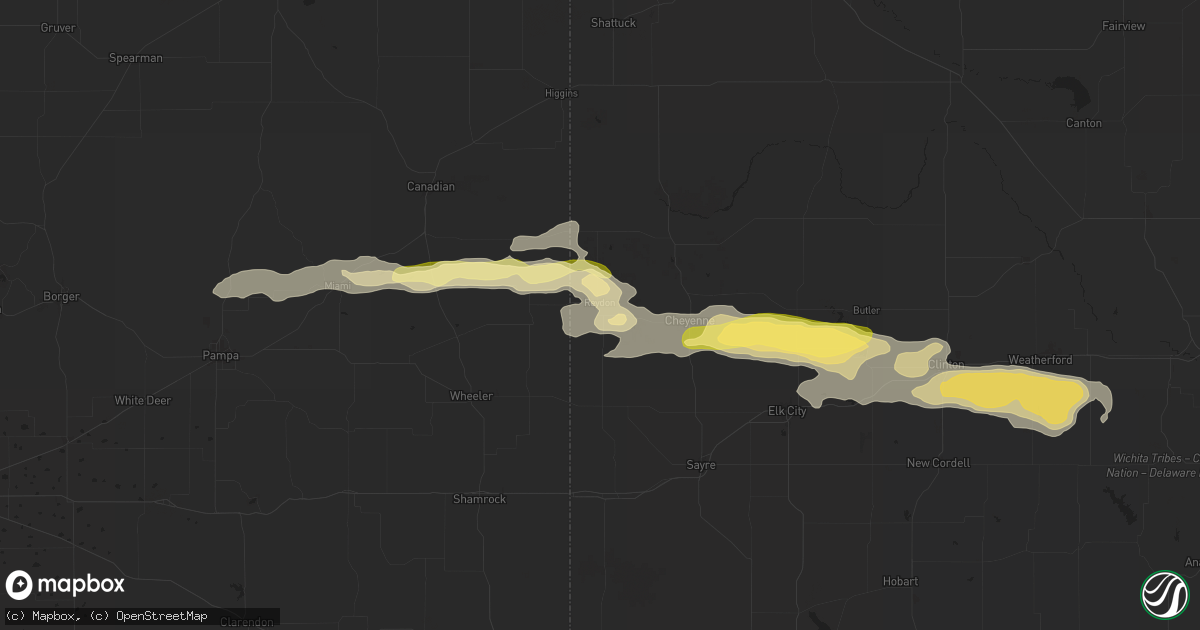 Hail map in Reydon, OK on June 5, 2025