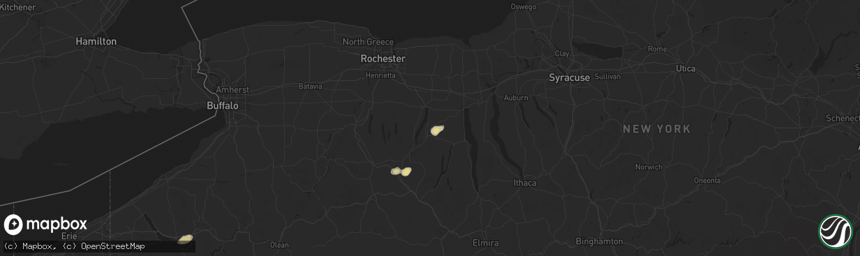 Hail map in Rushville, NY on June 5, 2025