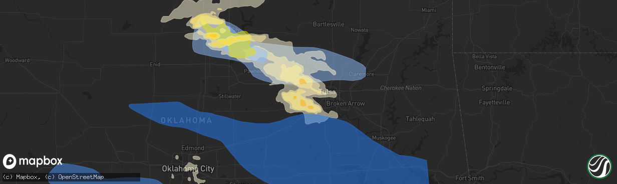 Hail map in Sand Springs, OK on June 5, 2025