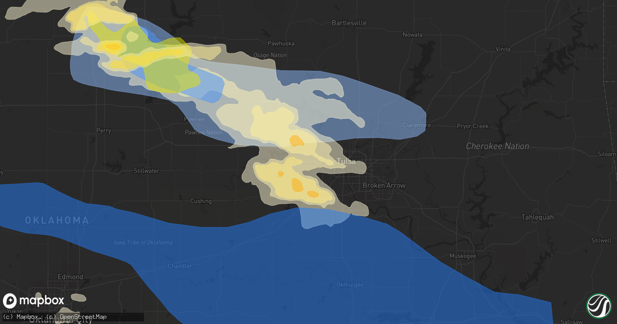 Hail map in Sand Springs, OK on June 5, 2025