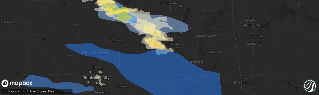 Hail map in Sapulpa, OK on June 5, 2025
