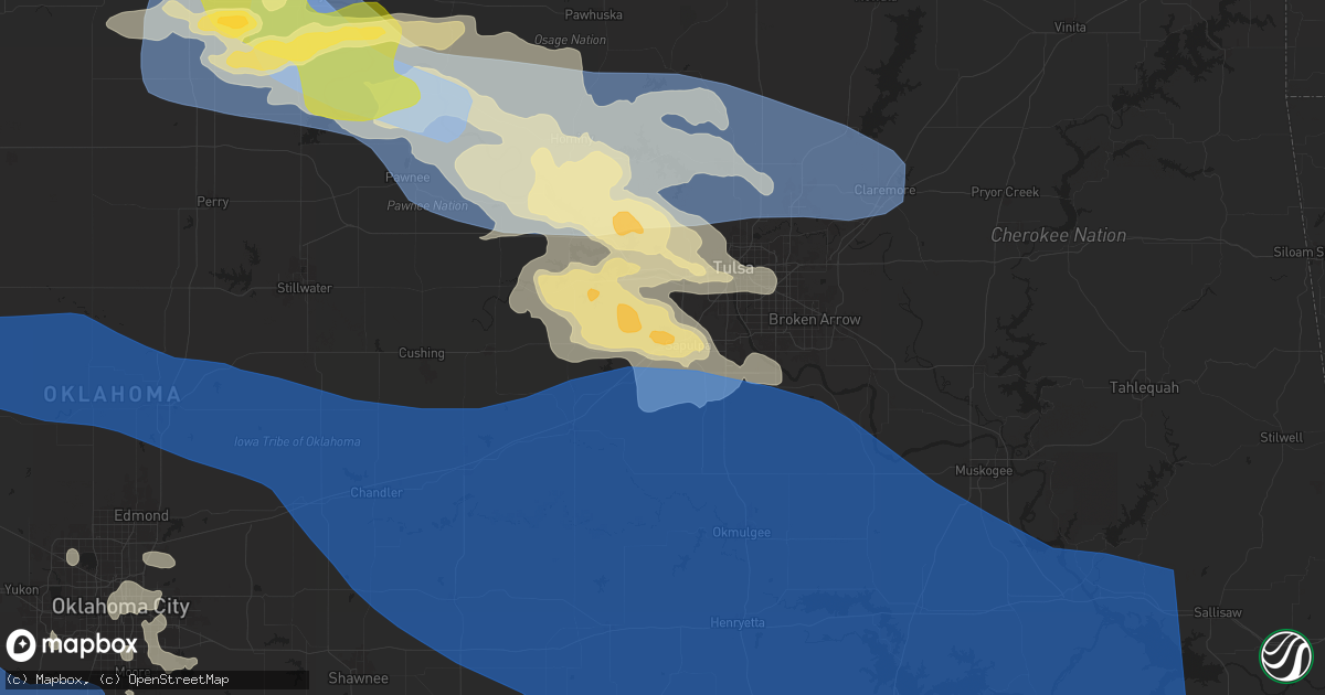 Hail map in Sapulpa, OK on June 5, 2025