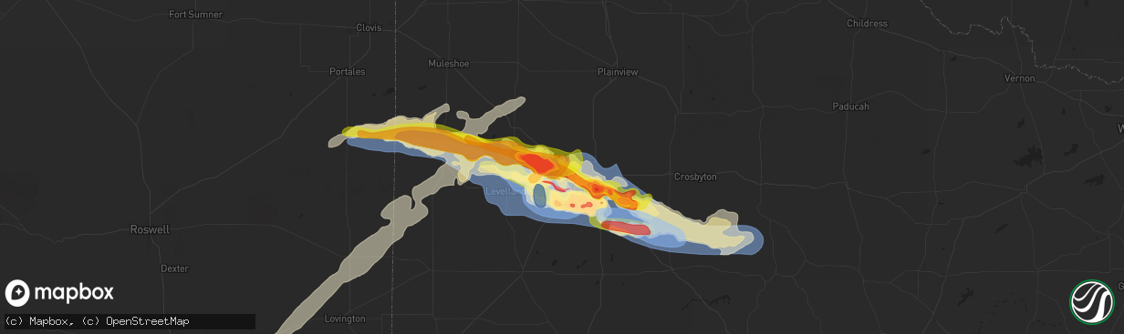 Hail map in Shallowater, TX on June 5, 2025