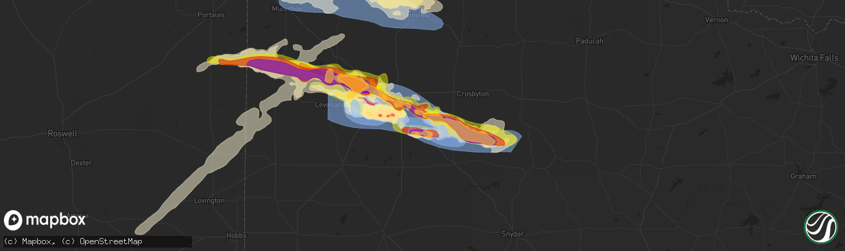 Hail map in Slaton, TX on June 5, 2025