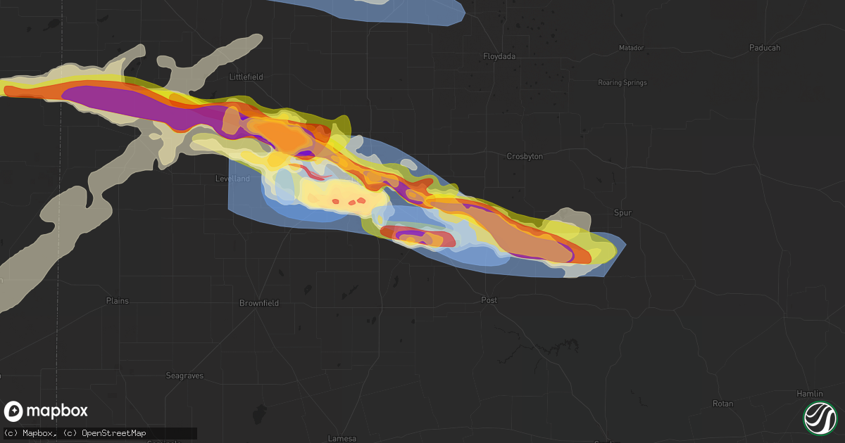 Hail map in Slaton, TX on June 5, 2025