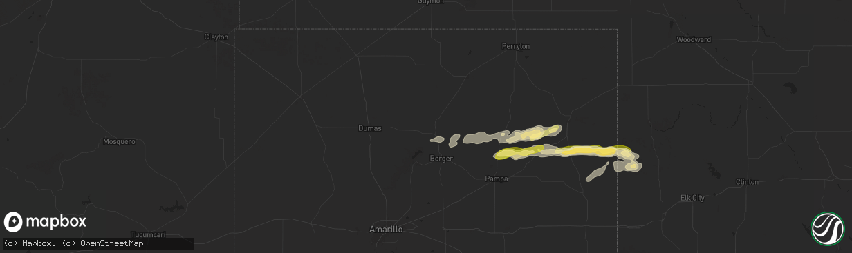 Hail map in Stinnett, TX on June 5, 2025