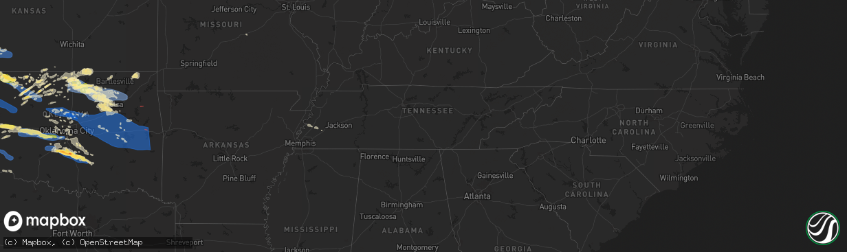 Hail map in Tennessee on June 5, 2025