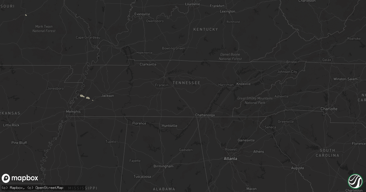 Hail map in Tennessee on June 5, 2025