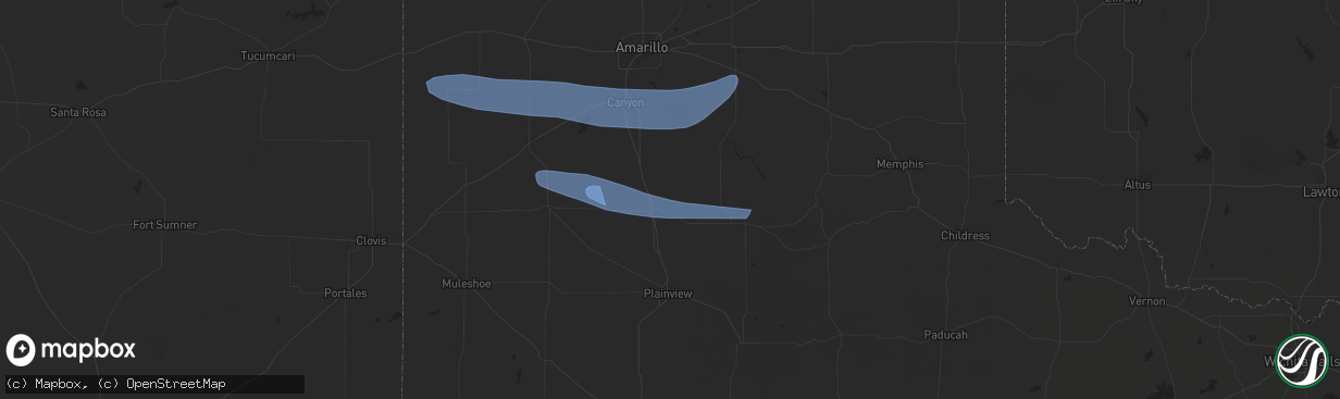 Hail map in Tulia, TX on June 5, 2025