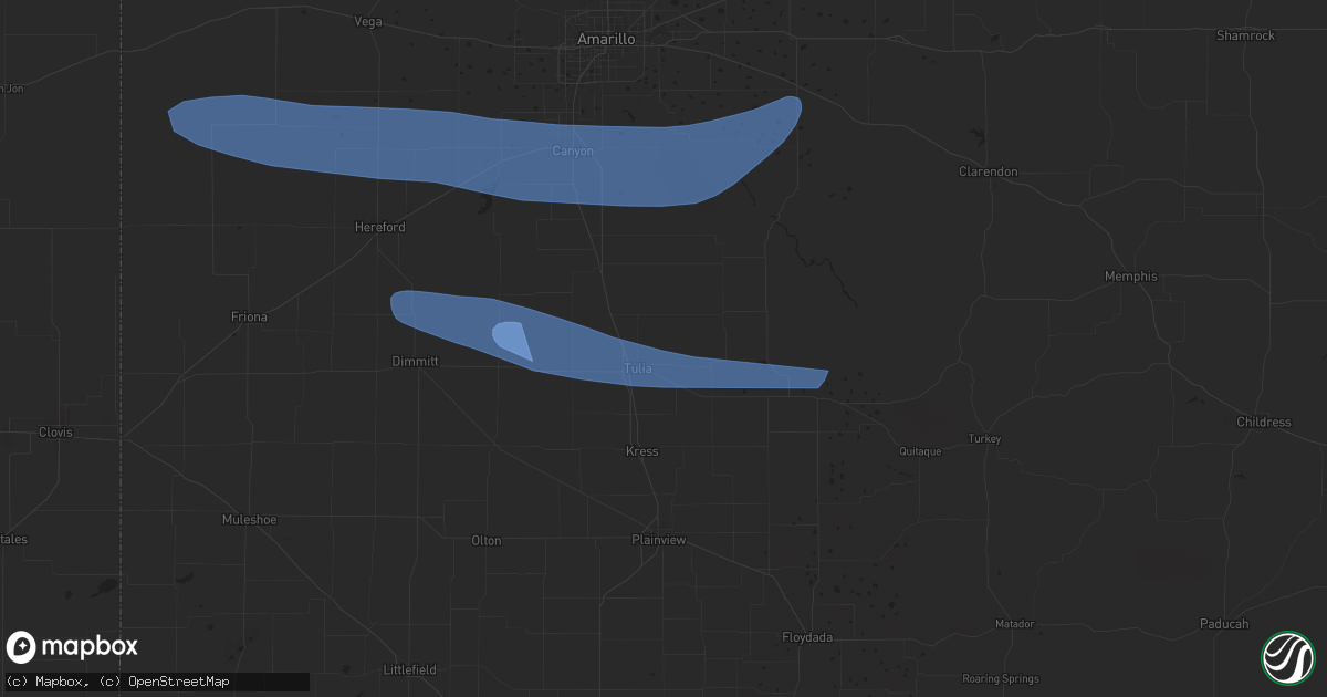 Hail map in Tulia, TX on June 5, 2025