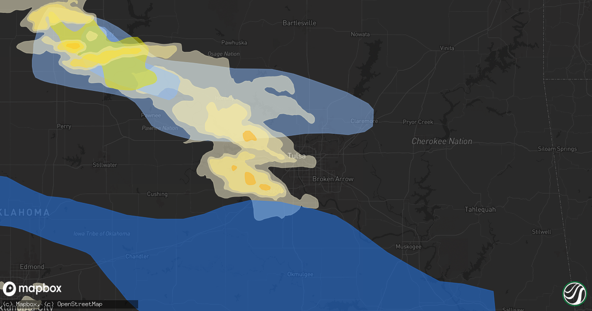 Hail map in Tulsa, OK on June 5, 2025