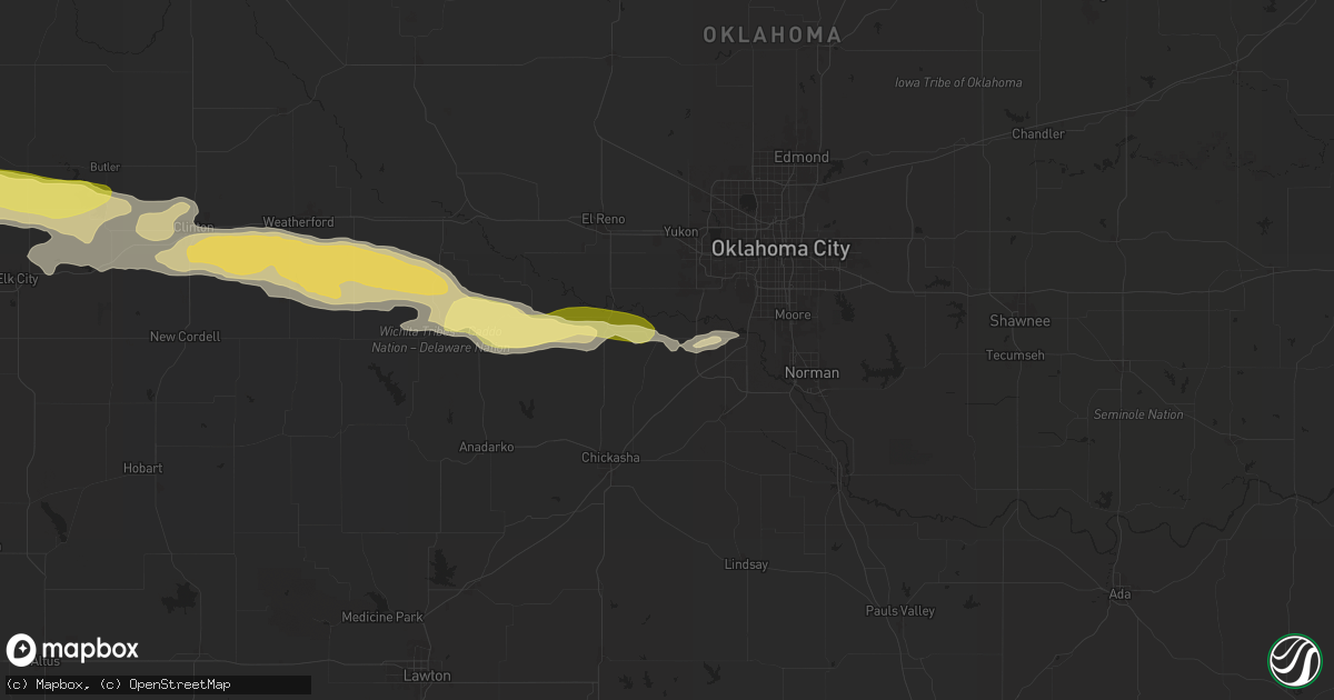 Hail map in Tuttle, OK on June 5, 2025