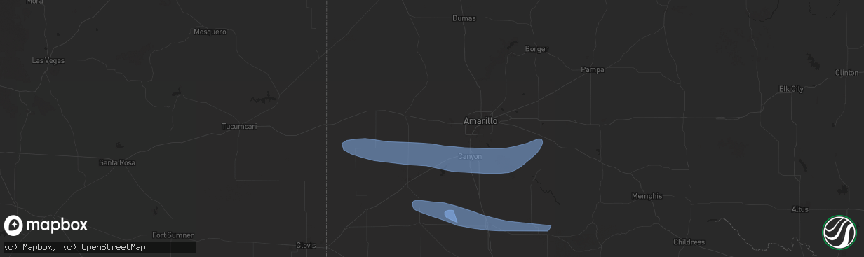 Hail map in Wildorado, TX on June 5, 2025
