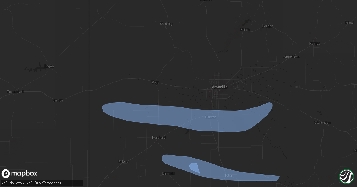 Hail map in Wildorado, TX on June 5, 2025
