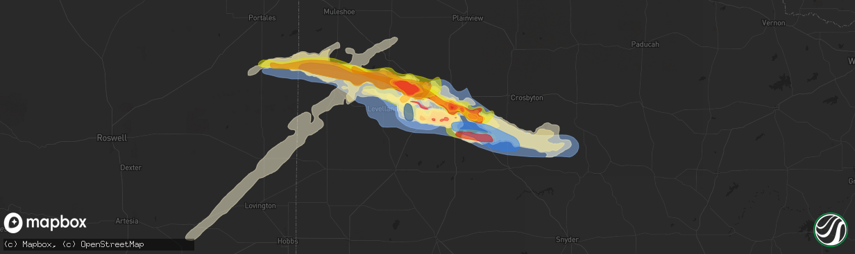 Hail map in Wolfforth, TX on June 5, 2025