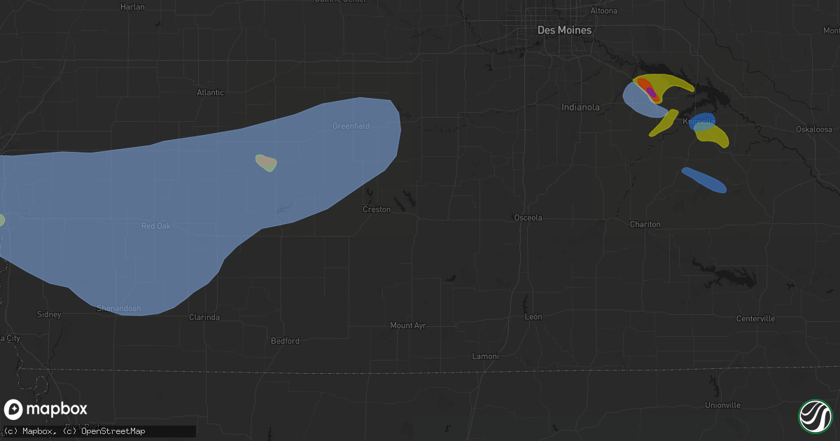 Hail map in Afton, IA on June 5, 2026