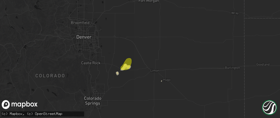 Hail map in Agate, CO on June 5, 2026