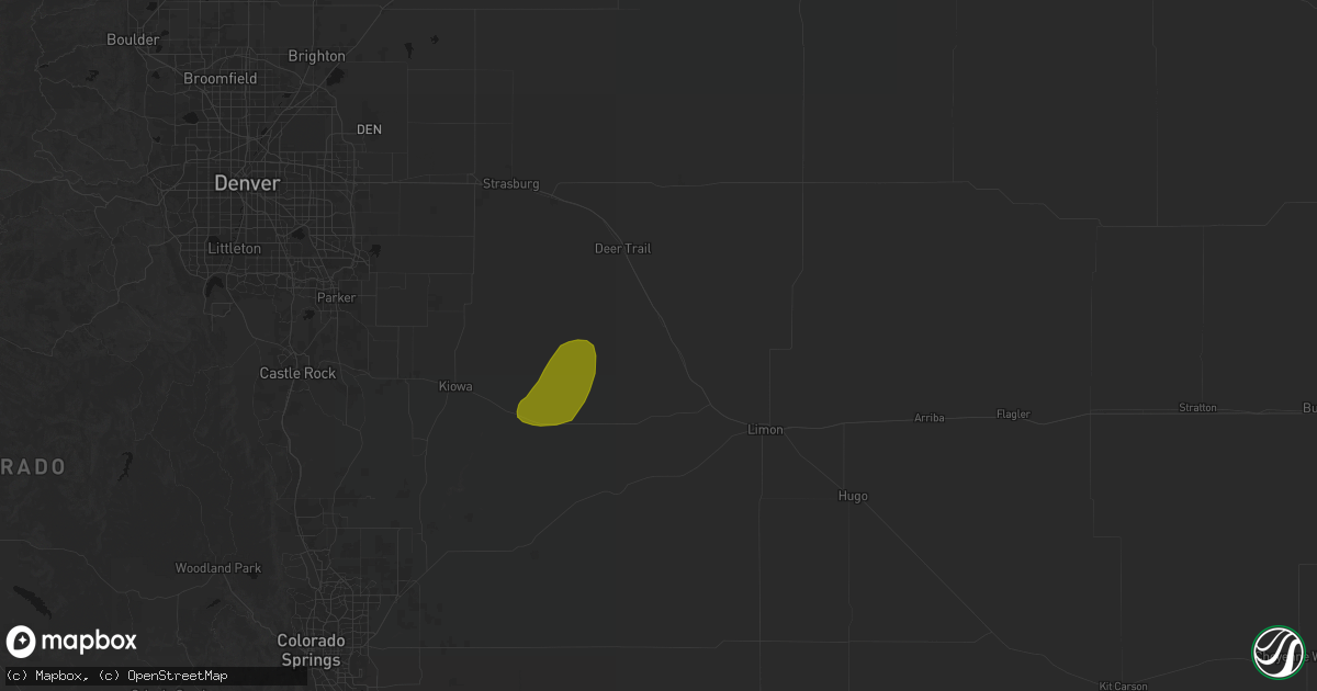 Hail map in Agate, CO on June 5, 2026