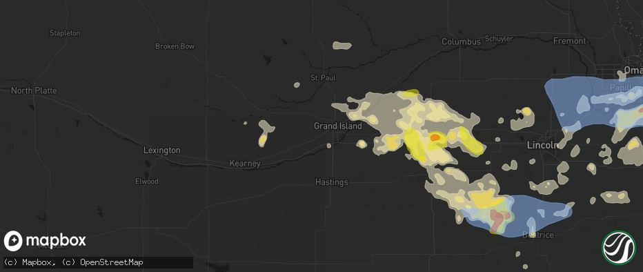 Hail map in Alda, NE on June 5, 2026
