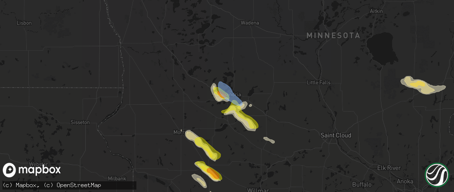 Hail map in Alexandria, MN on June 5, 2026