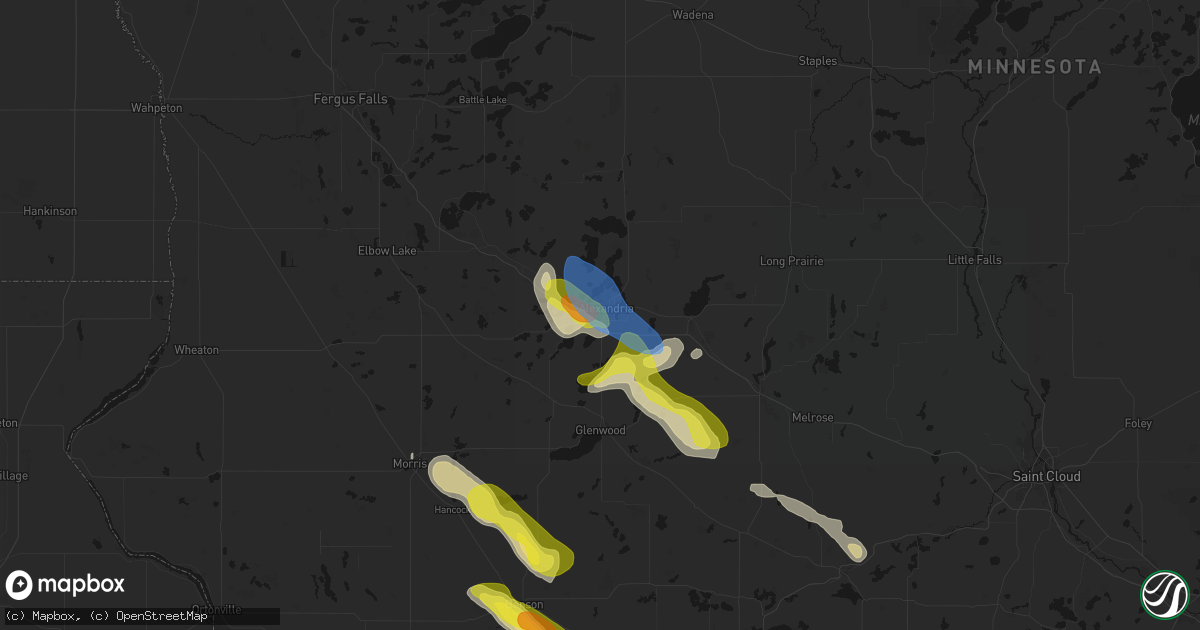 Hail map in Alexandria, MN on June 5, 2026