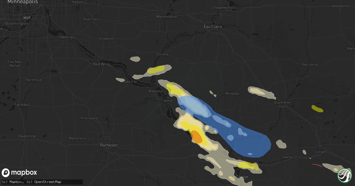 Hail map in Alma, WI on June 5, 2026