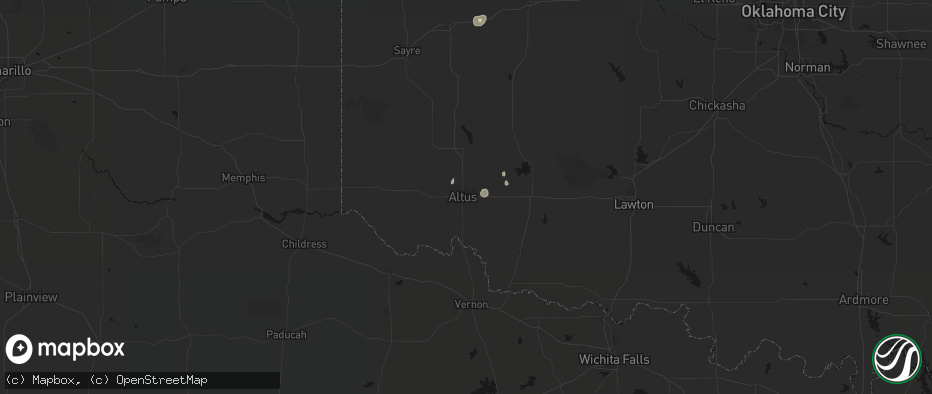 Hail map in Altus, OK on June 5, 2026