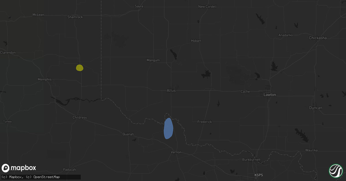 Hail map in Altus, OK on June 5, 2026