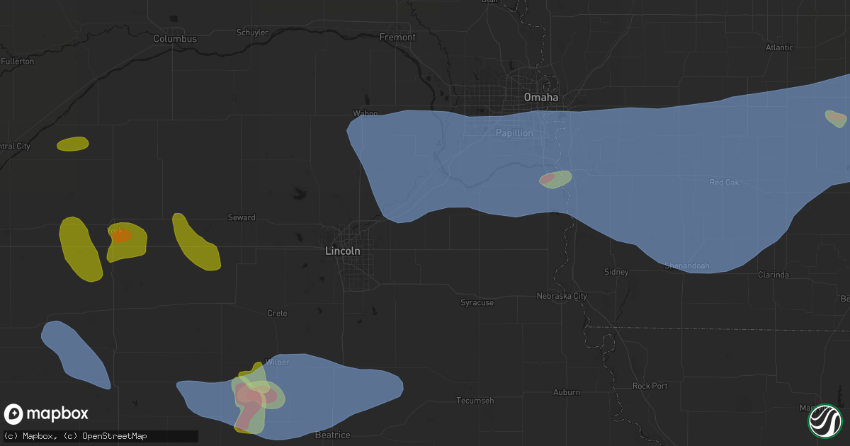 Hail map in Alvo, NE on June 5, 2026