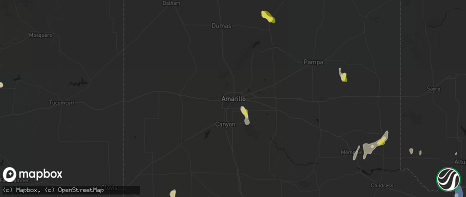 Hail map in Amarillo, TX on June 5, 2026