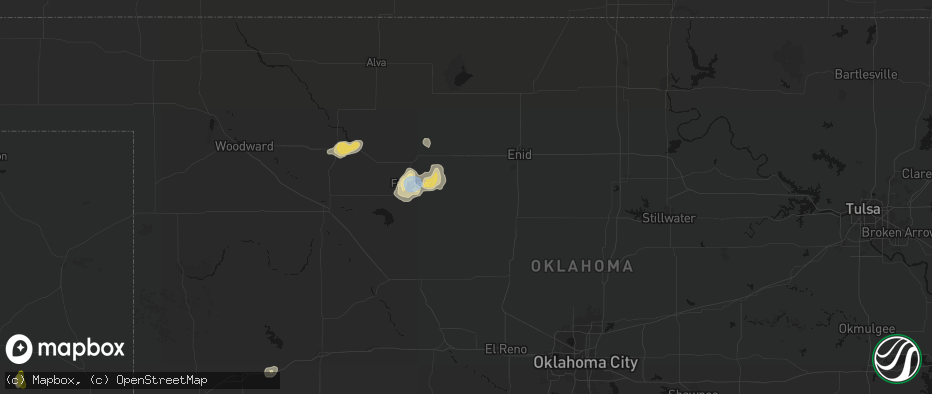 Hail map in Ames, OK on June 5, 2026