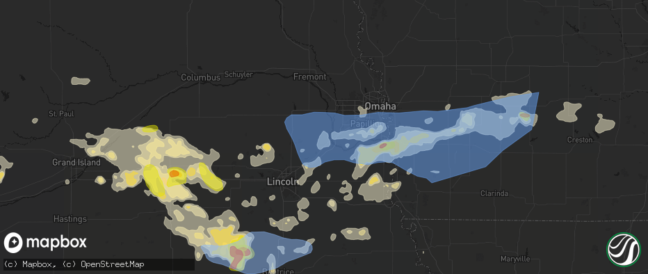 Hail map in Ashland, NE on June 5, 2026