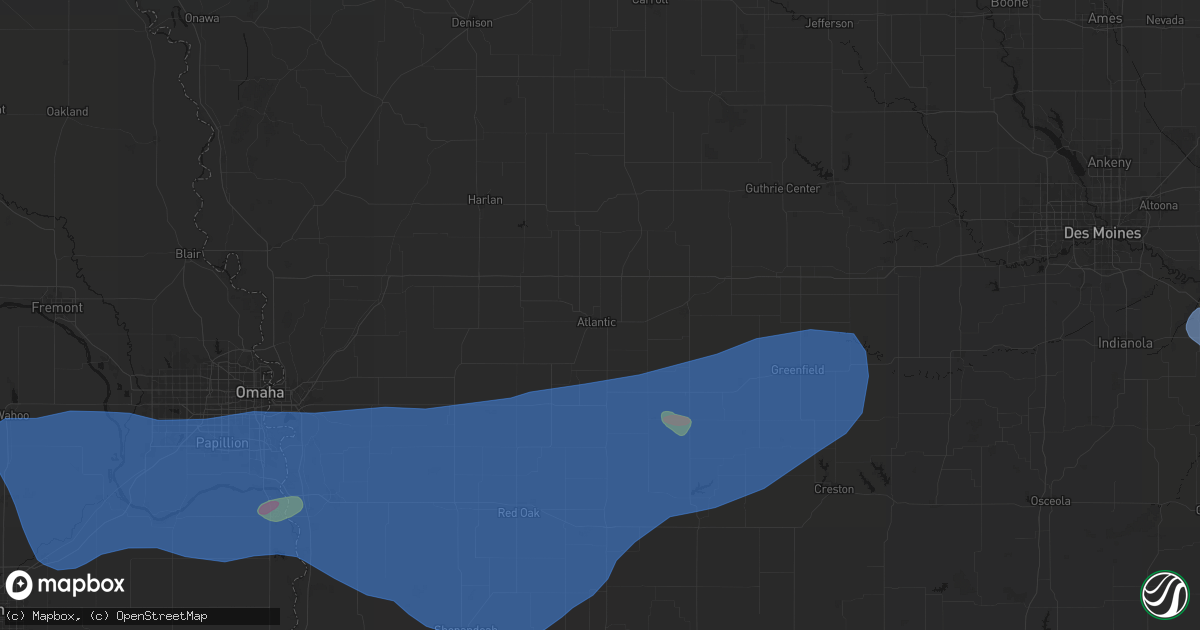 Hail map in Atlantic, IA on June 5, 2026