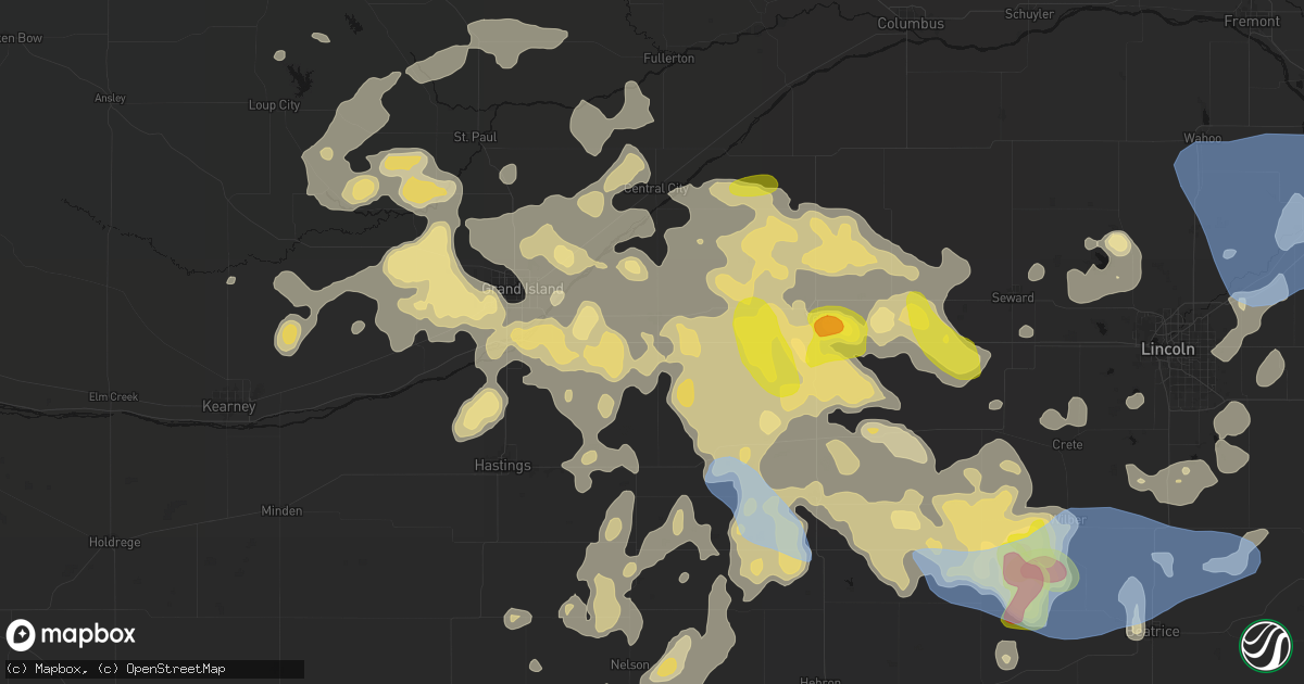 Hail map in Aurora, NE on June 5, 2026