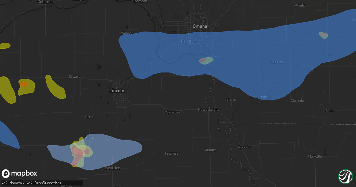 Hail map in Avoca, NE on June 5, 2026