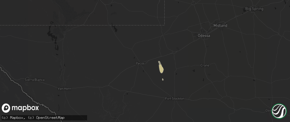 Hail map in Barstow, TX on June 5, 2026