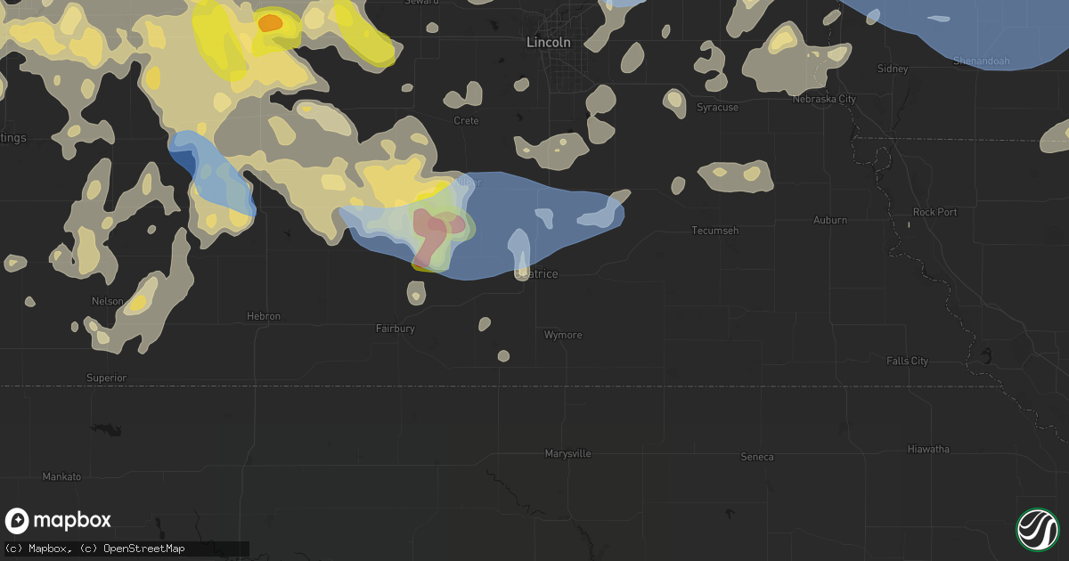 Hail map in Beatrice, NE on June 5, 2026