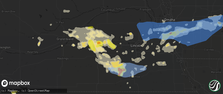 Hail map in Beaver Crossing, NE on June 5, 2026