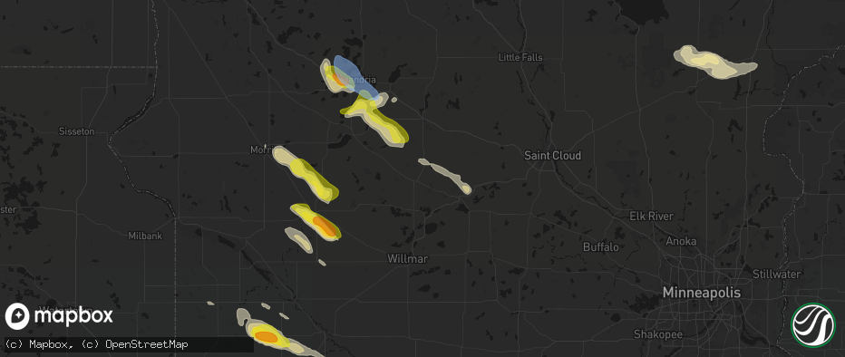 Hail map in Belgrade, MN on June 5, 2026
