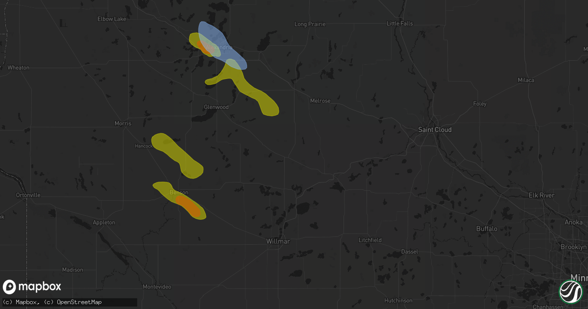 Hail map in Belgrade, MN on June 5, 2026