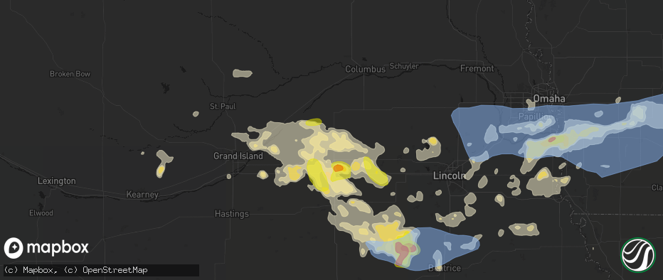 Hail map in Benedict, NE on June 5, 2026