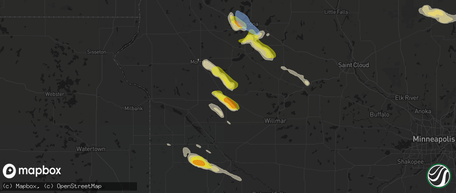 Hail map in Benson, MN on June 5, 2026
