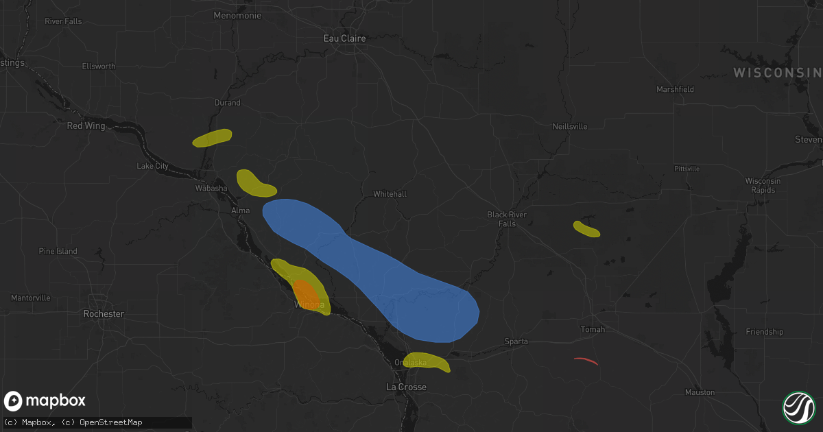 Hail map in Blair, WI on June 5, 2026