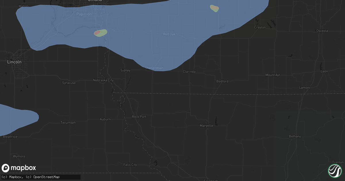 Hail map in Blanchard, IA on June 5, 2026