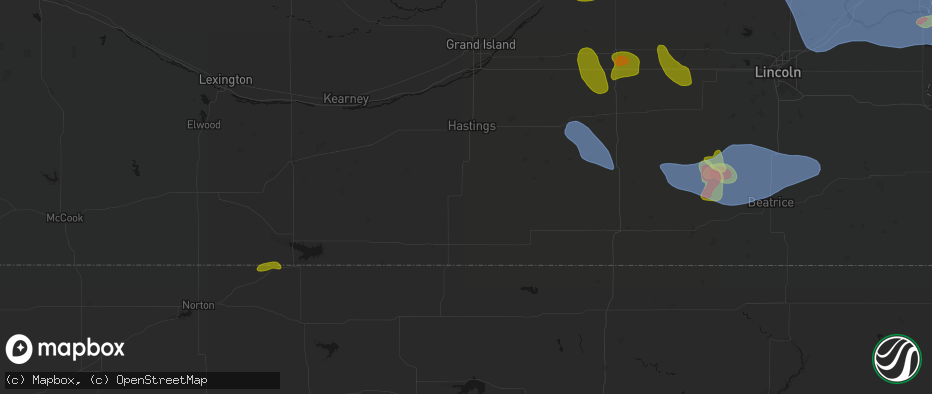 Hail map in Blue Hill, NE on June 5, 2026
