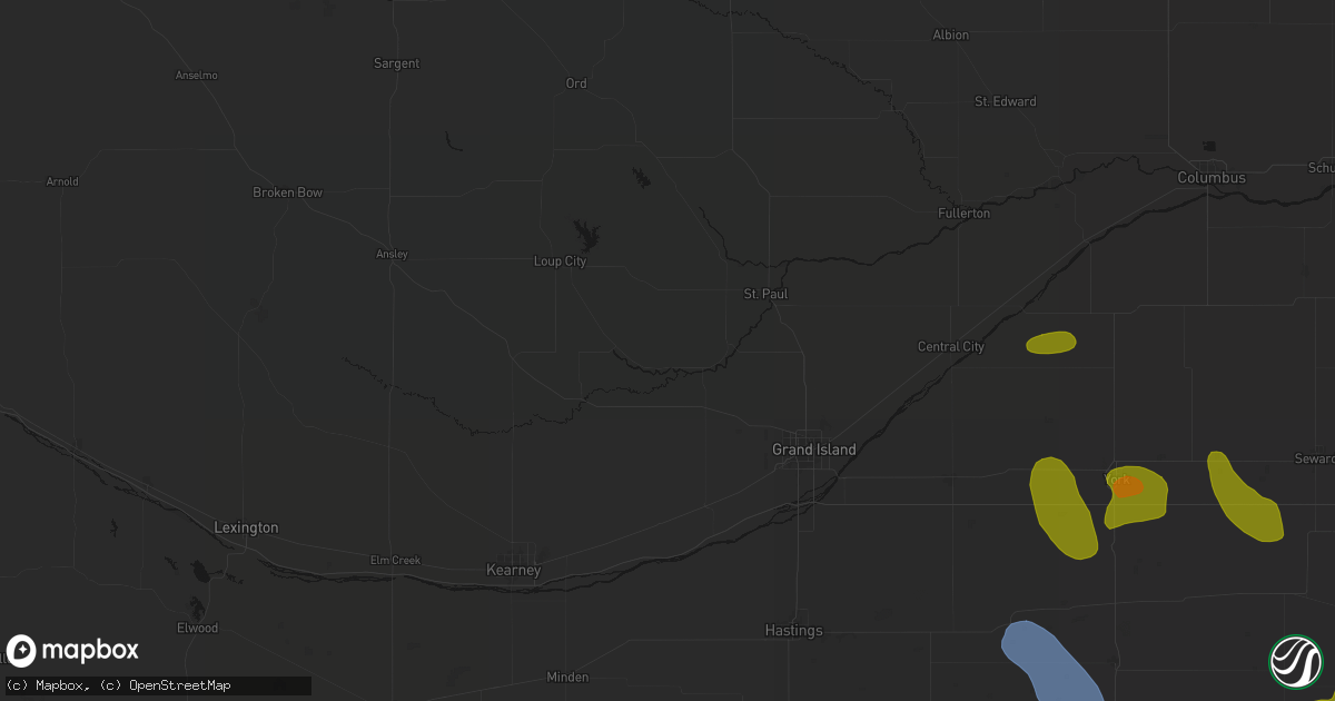 Hail map in Boelus, NE on June 5, 2026
